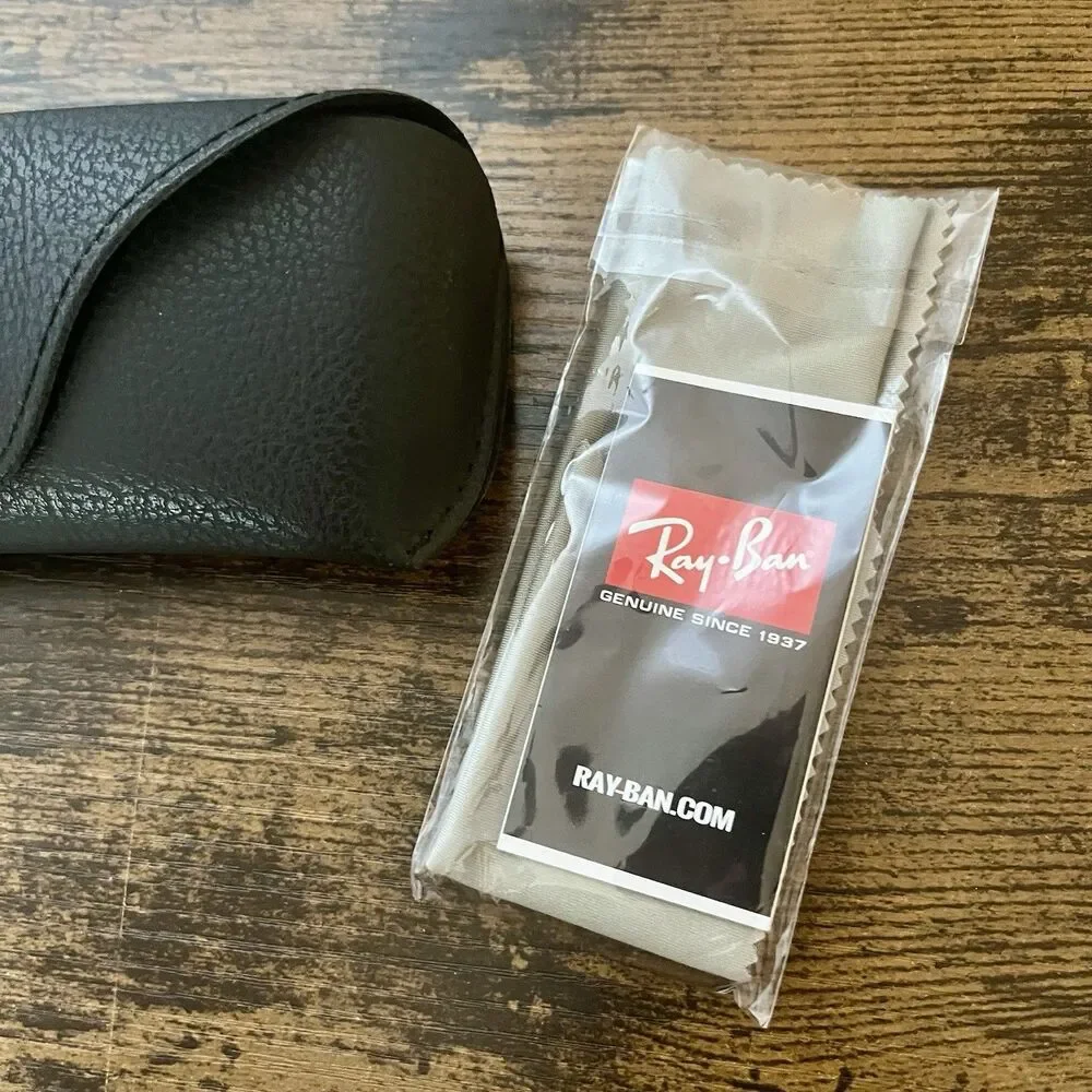 Ray-Ban Leather Eyeglass Case Soft Universal Glasses Pouch w/ Cleaning Cloth